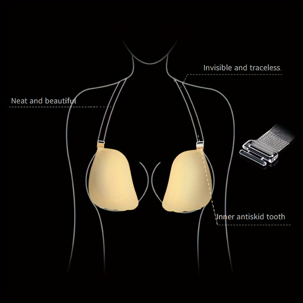 Women’s Silicone Adhesive Push-Up Bra Nude Black Strapless Backless Lift Pasties