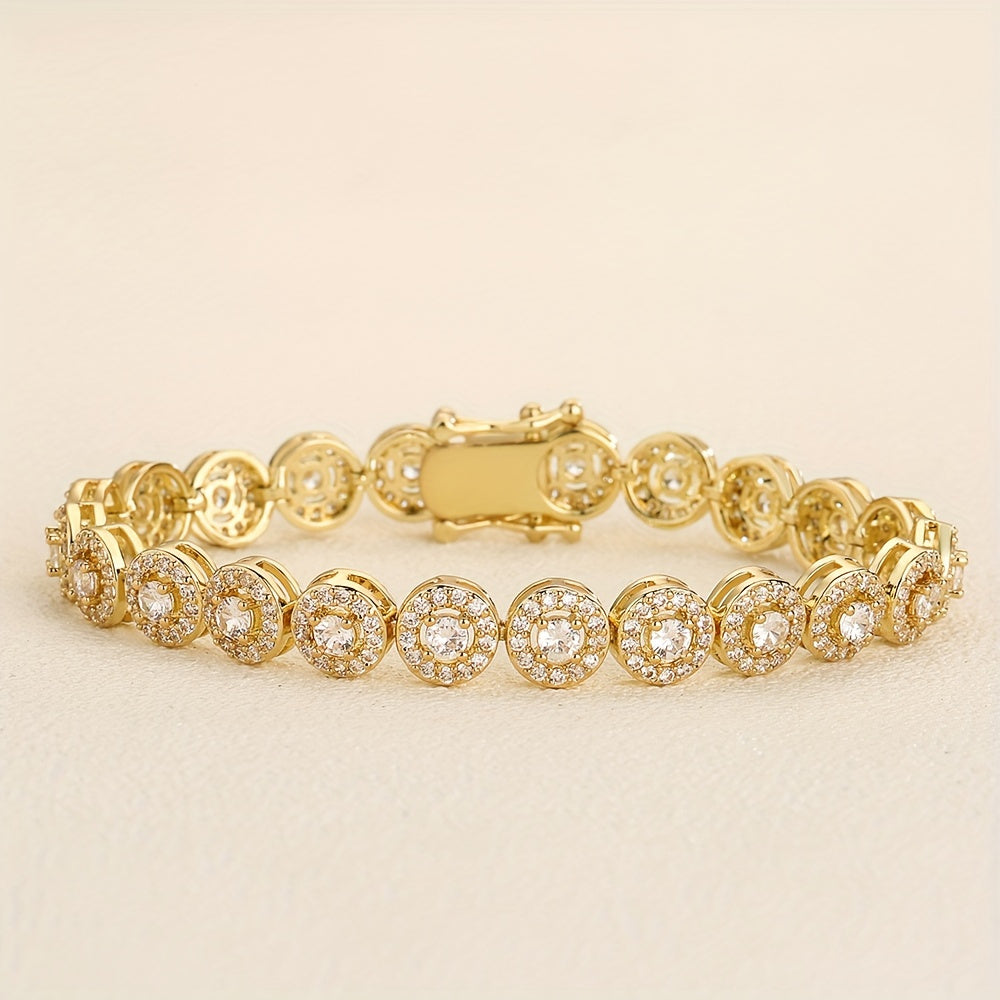 Women's Tennis Bracelet with Zirconia, Copper, Elegant Jewelry for Casual and Formal Wear
