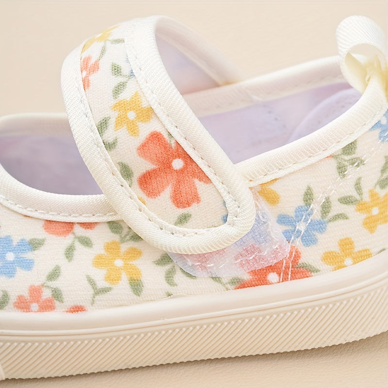 Girls Floral Canvas Sneakers Non-Slip Breathable Casual for Spring Fall