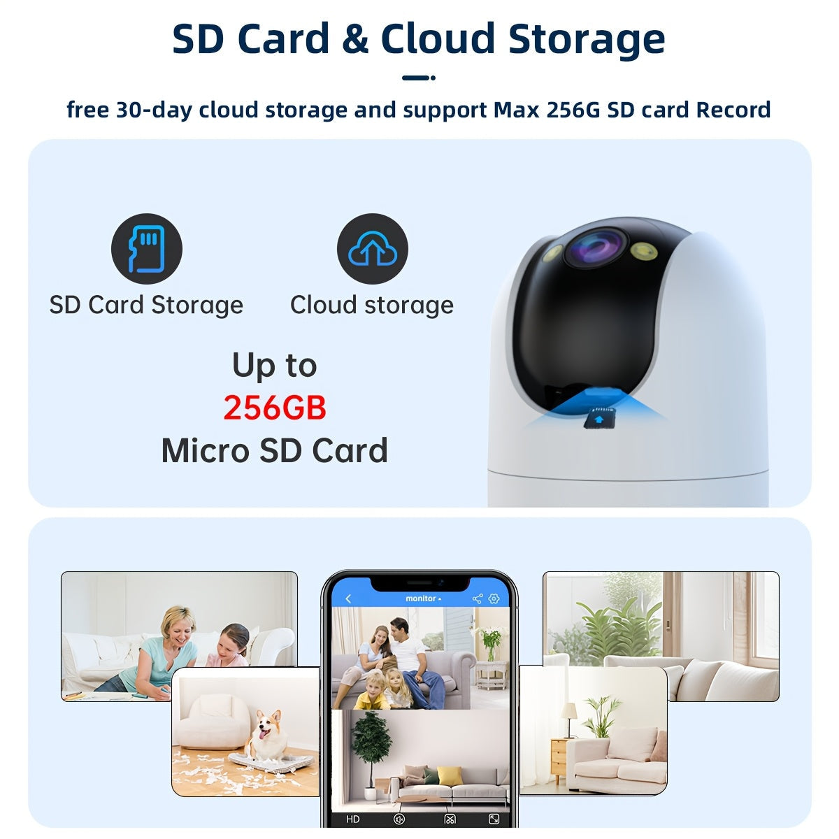 1296p FHD PTZ Security Camera with Dual Lens 2-Way Audio Auto-Tracking WiFi USB