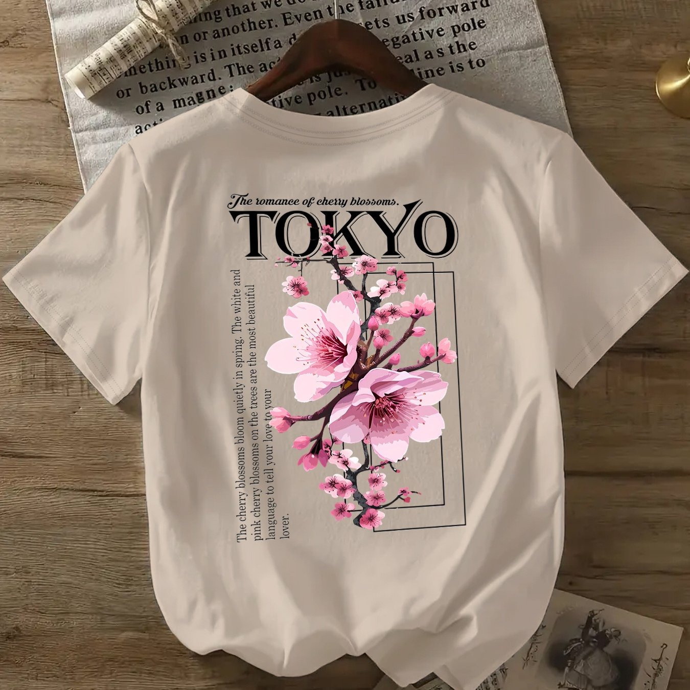 Women’s Cherry Blossom Graphic T-Shirt Short Sleeve Oversized Comfortable