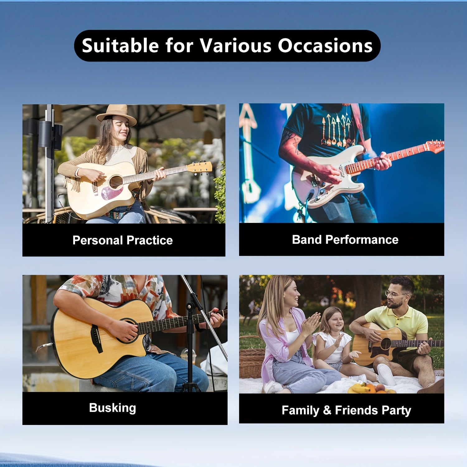 Sistema inalámbrico para guitarra para instrumentos eléctricos de guitarra y bajo 2.4GHz transmisor receptor mini