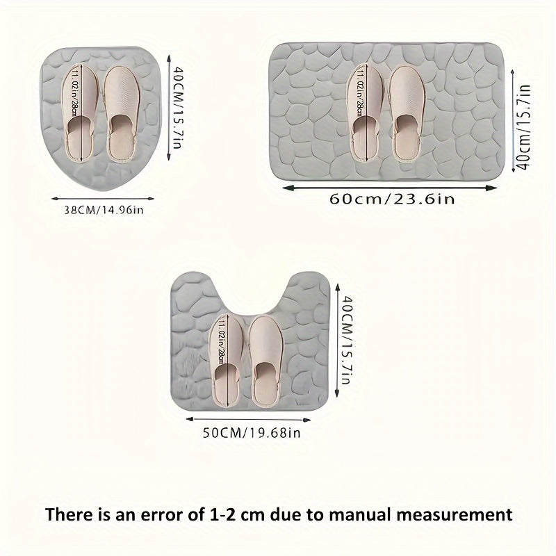Conjunto de alfombrillas de baño con patrón geométrico, suaves, absorbentes, antideslizantes, lavables a máquina, de poliéster