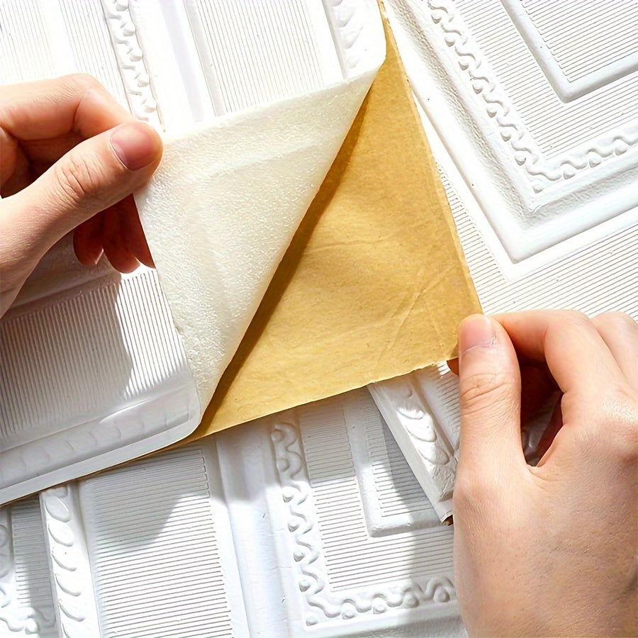 Self-Adhesive 3D Wall Stickers Set for Living Room Decoration and Wall Protection 35x35cm