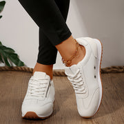 Women's White Lace-Up Casual Lightweight Breathable Sports Shoes