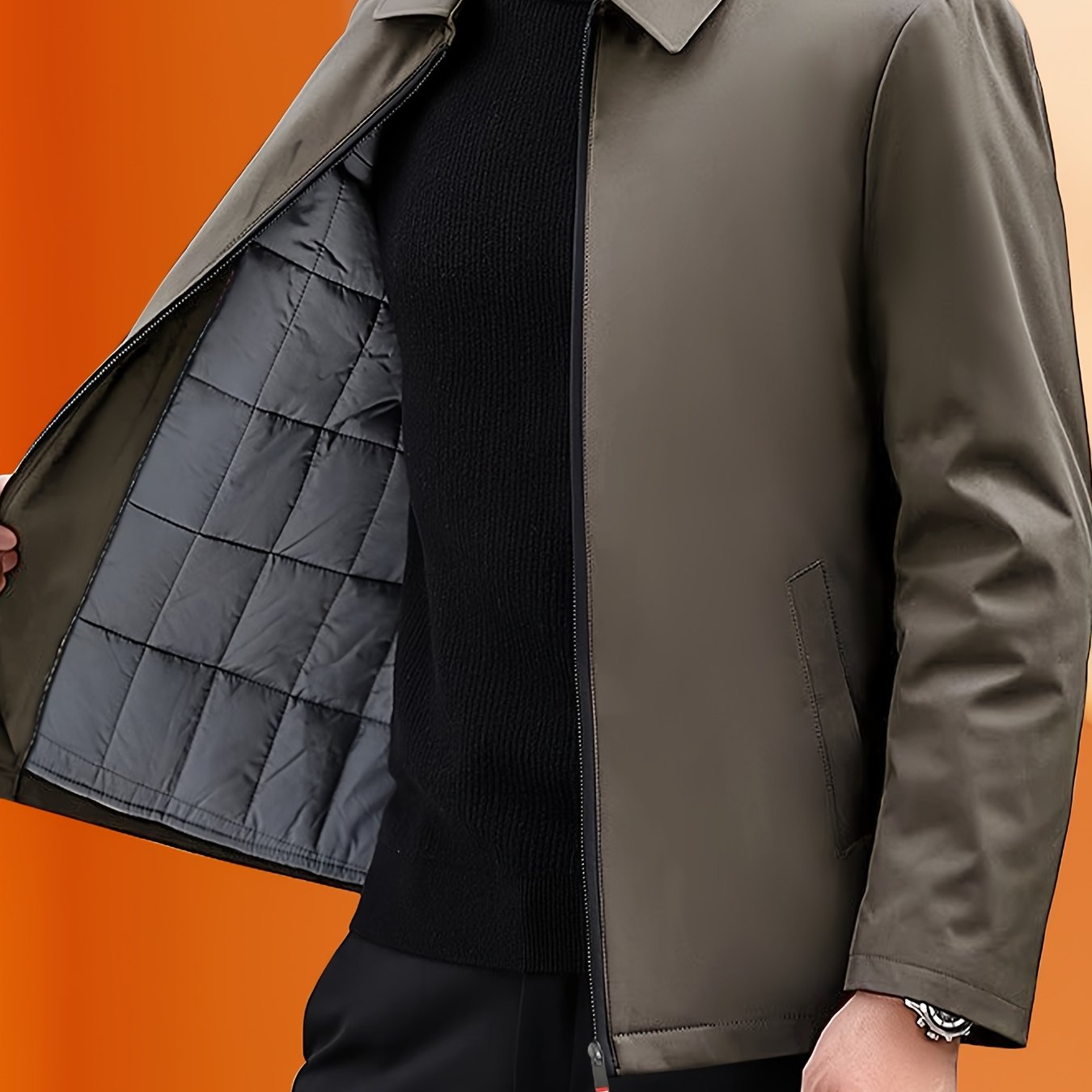 Erkaklar uchun premium qalin qish palto, bir rangda, ish va norasmiy kiyim uchun zip-up yelka bilan, mashinada yuvish mumkin.