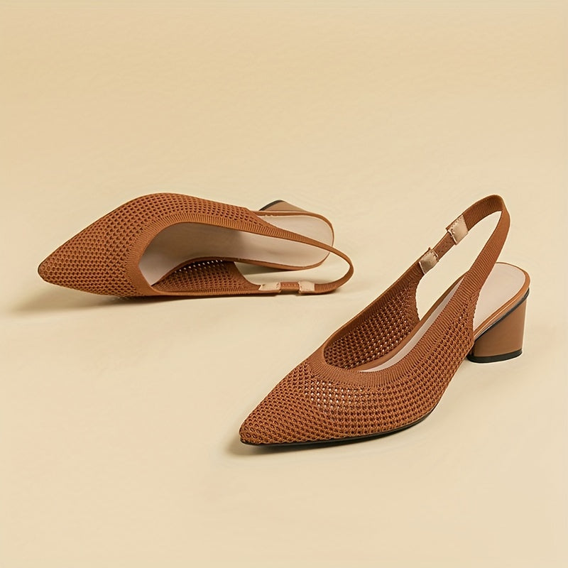 Ayollar uchun chunky tovonli to'qilgan sandallar, mustahkam rangli uchburchak barmoq, elastik tasma va havo o'tkazuvchi orqa dizayn bilan.