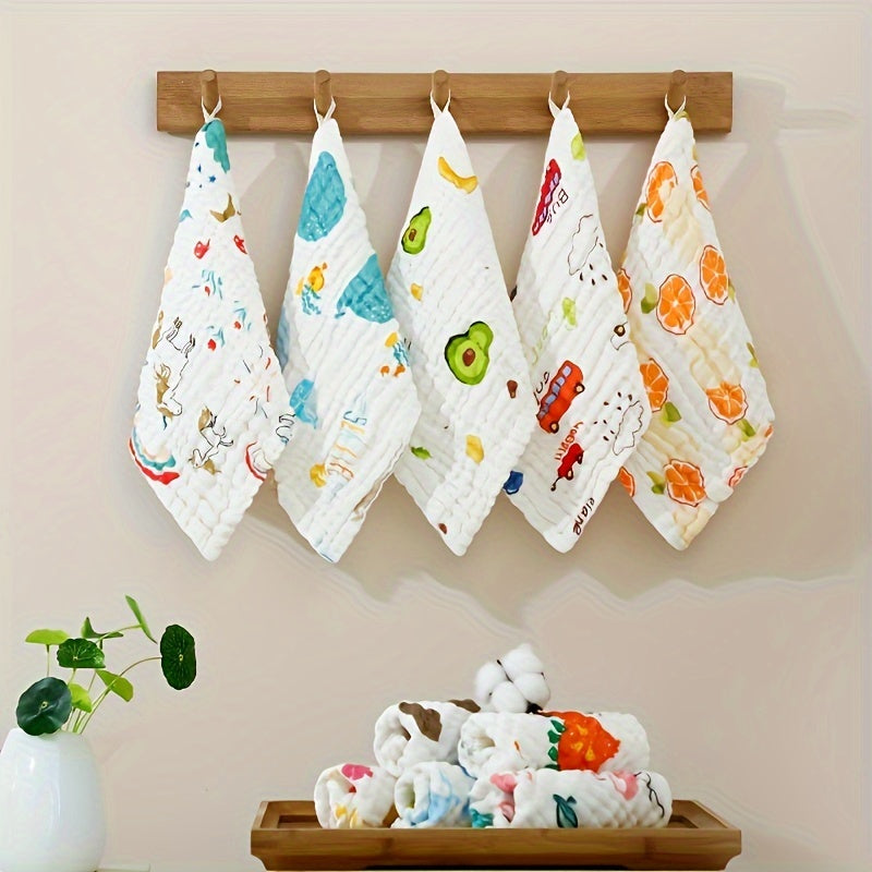 Baby Burp Cloths 10 Pack 25x25cm Cotton Muslin Towels for Infants and Travel