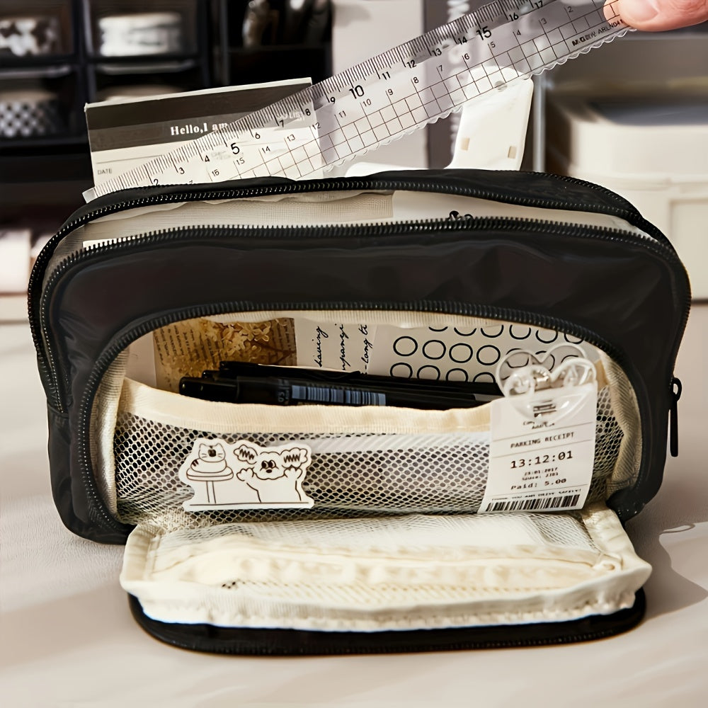 Canvas Pen Bag Large Capacity for Office School Cosmetic Pouch Unisex