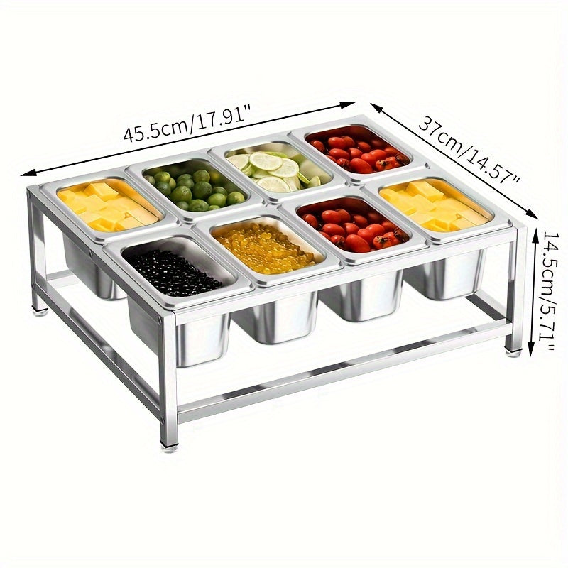 Stainless Steel Spice Racks Set with 8 Compartments for Kitchen and Restaurant Organization