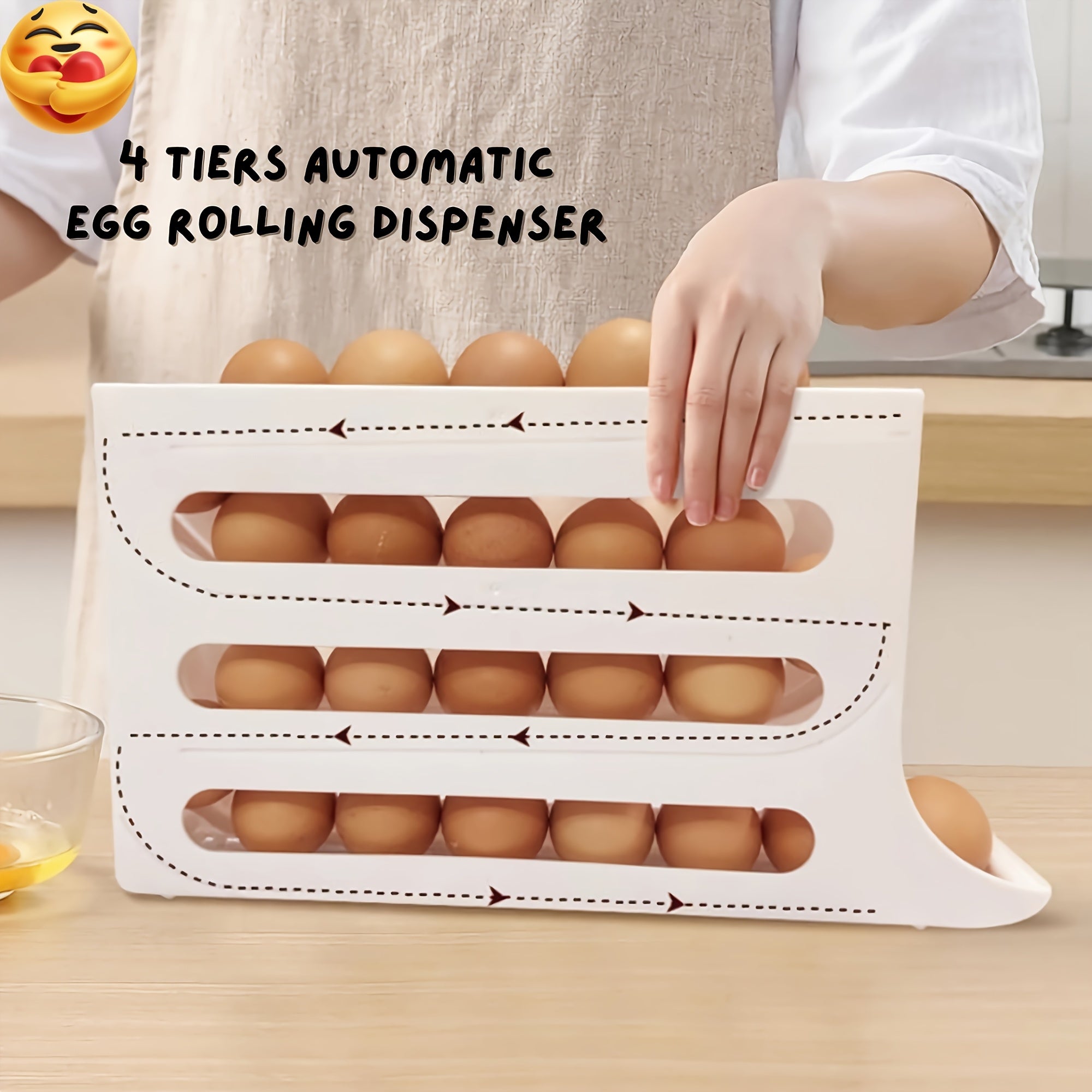 Egg Storage Rack for Refrigerator 4-Tier Space-Saving Large Capacity