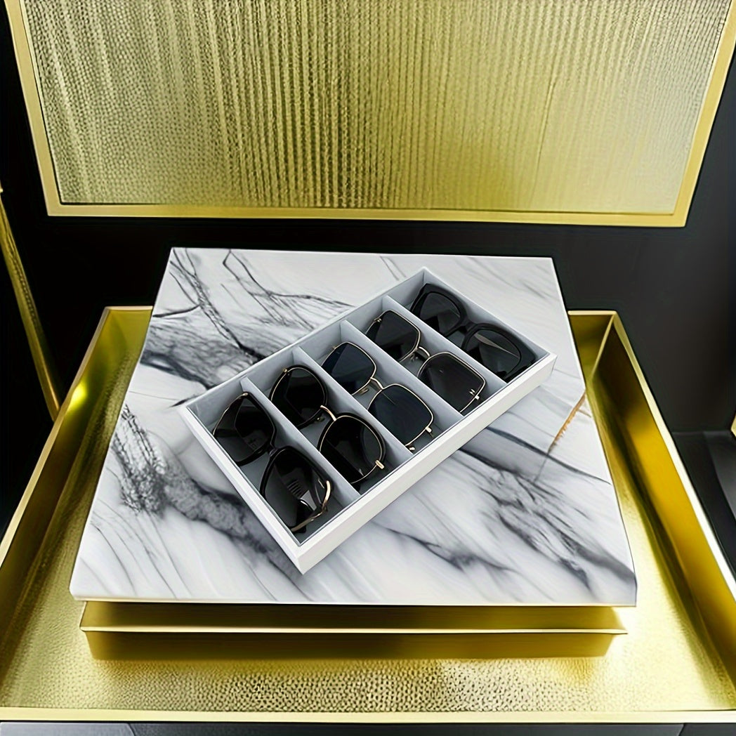Bandeja de almacenamiento para joyas y gafas, organizador con 5/6 compartimentos, plato de exhibición