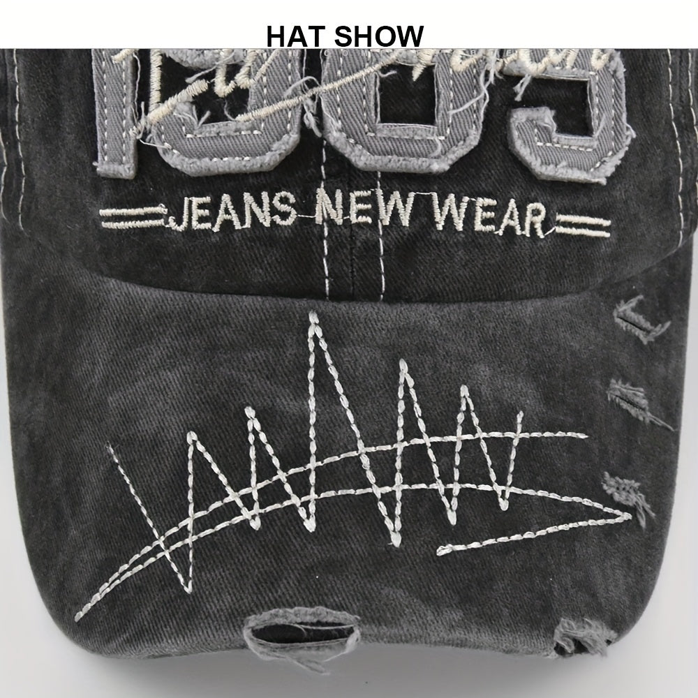 Vintage Distressed Baseball Cap with Embroidered Patch and Lightweight Feel