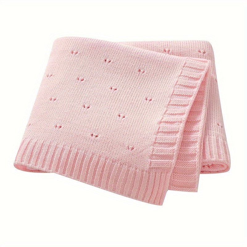 Unisex Breathable Knit Fabric Geometric Pattern Blanket for Home and Travel in White Grey Pink Blue
