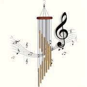 12-Tube Gold Aluminum Wind Chime Wall Mount Outdoor Decor