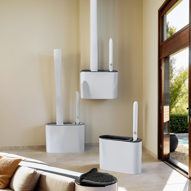 Wall-Mounted Toilet Brush Set with Long Handle Compact Space-Saving Cleaning Tool