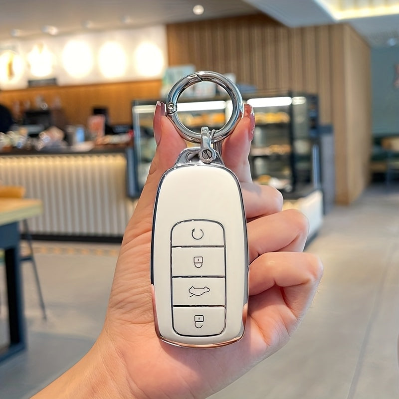 Pink TPU Key Fob Cover with Crystal-Accented Shell for Car Remote