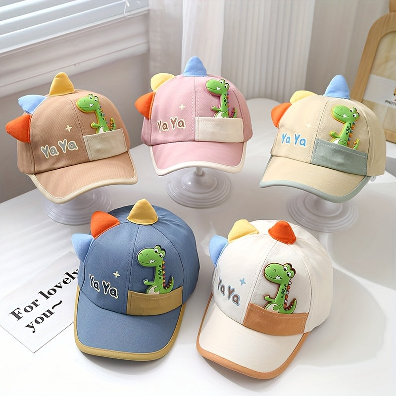 Kids Boys Baseball Cap with Cartoon Dinosaur Sun Protection for 1-3 Years