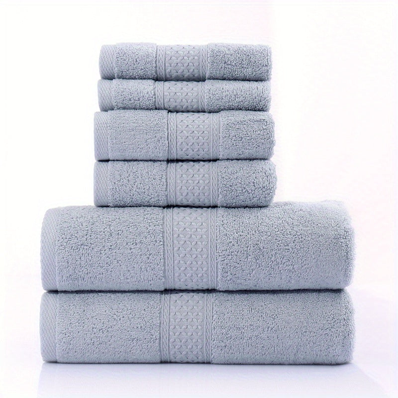 Cotton Linen Towel Set 6-Piece Bath Hand Washcloths White