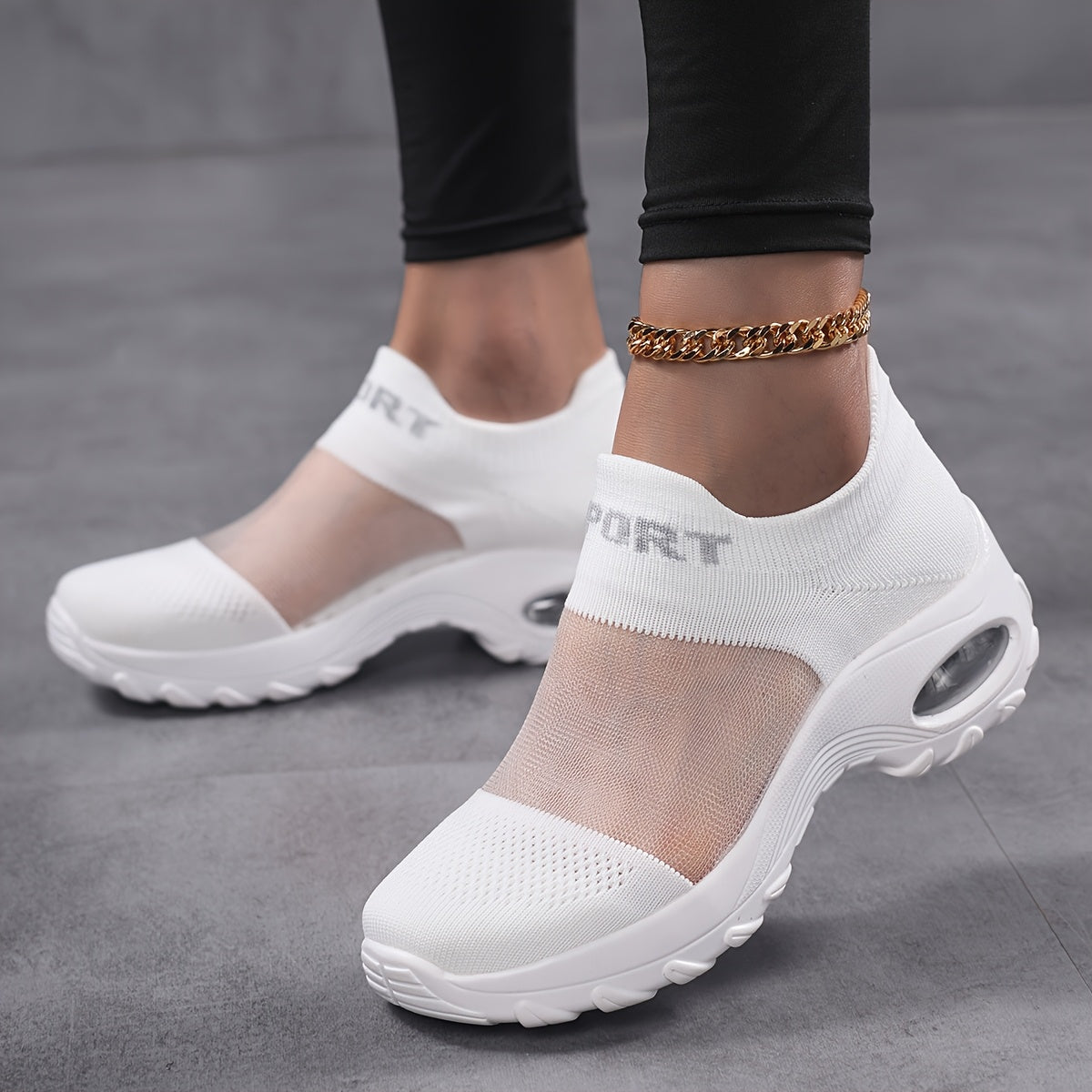 Women's Platform Slip-On Sandals with Cushioned Sole White Casual Shoes
