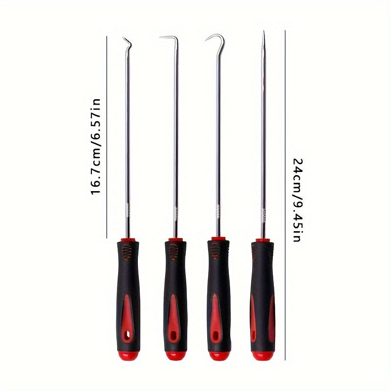 Juego de herramientas de mantenimiento de autos de 4 piezas, extractor de juntas de sellado de aceite y O-ring, gancho y extractor