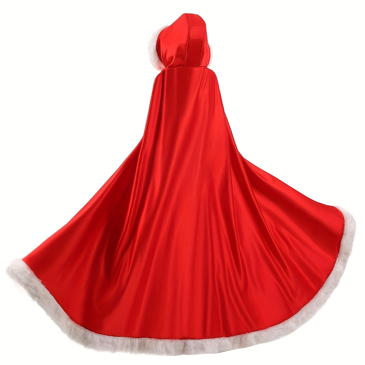 Women Girls Faux Fur Satin Cape Hood Windproof Warm Stylish Clothing Accessory