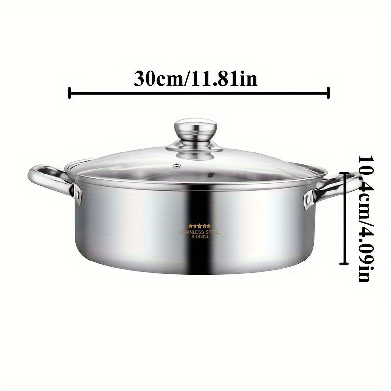 Olla de sopa caliente de acero inoxidable 304 con fondo de tres capas para hogar y restaurante