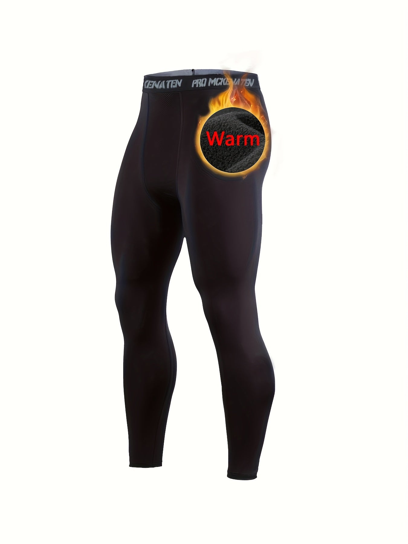 Men's Black Thermal Compression Tights for Basketball Running and Workout