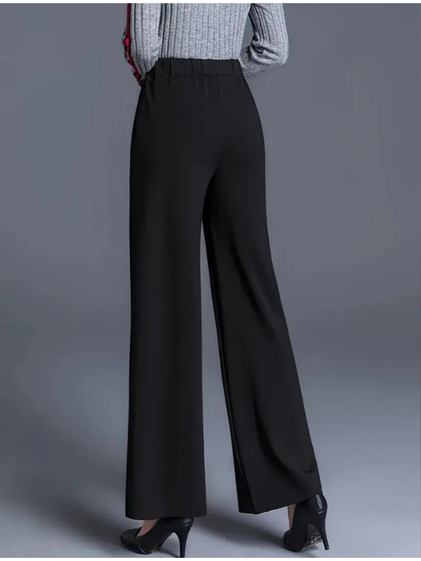 Women's Solid Color Wide Leg Casual Pants with Slanted Pockets 2-Pack