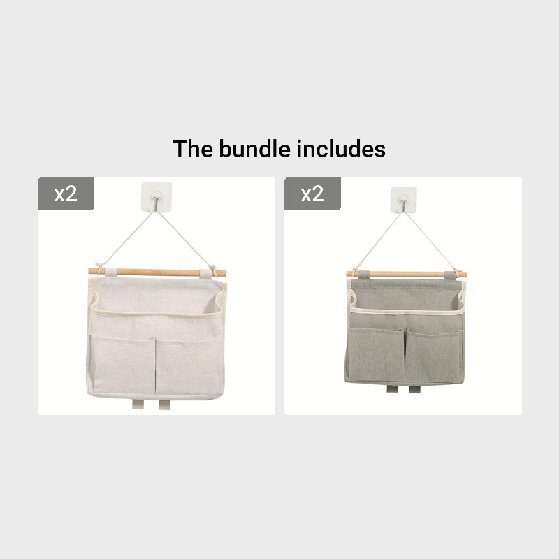 Wall-Mounted Ramie Cotton Hanging Bag for Kitchen Bathroom Closet Storage