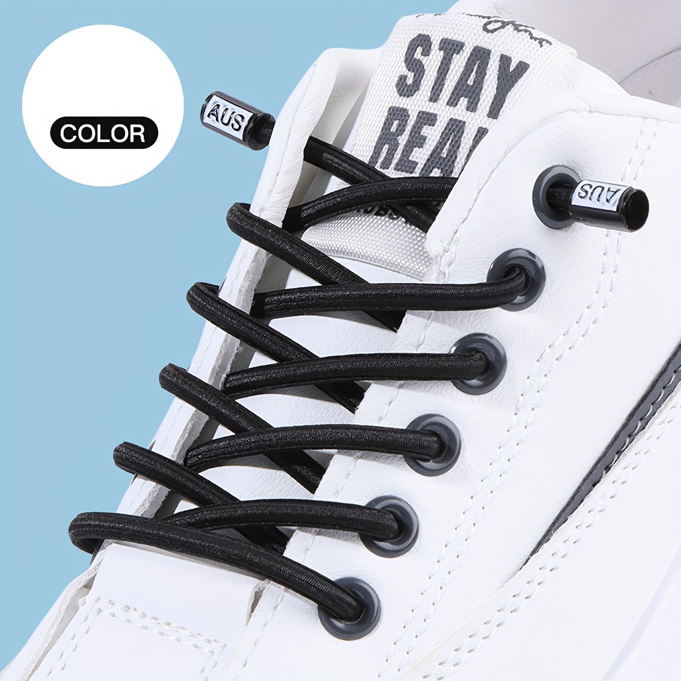 Unisex Elastic No-Tie Shoelaces with Safety Buckle Multicolor Durable Knit