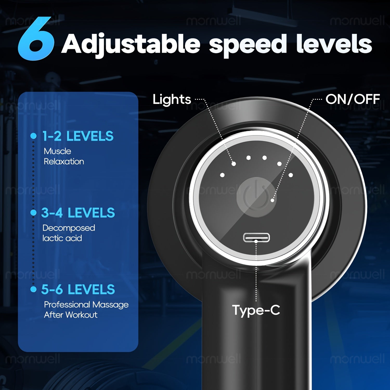 Dispositivo de modelado corporal ajustable de 6 velocidades con accesorios removibles y recargable