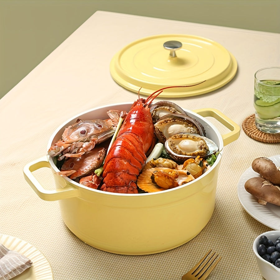 Enamel Pot with Lid, Multi-Purpose Soup and Stewing Cookware, Suitable for All Stovetops