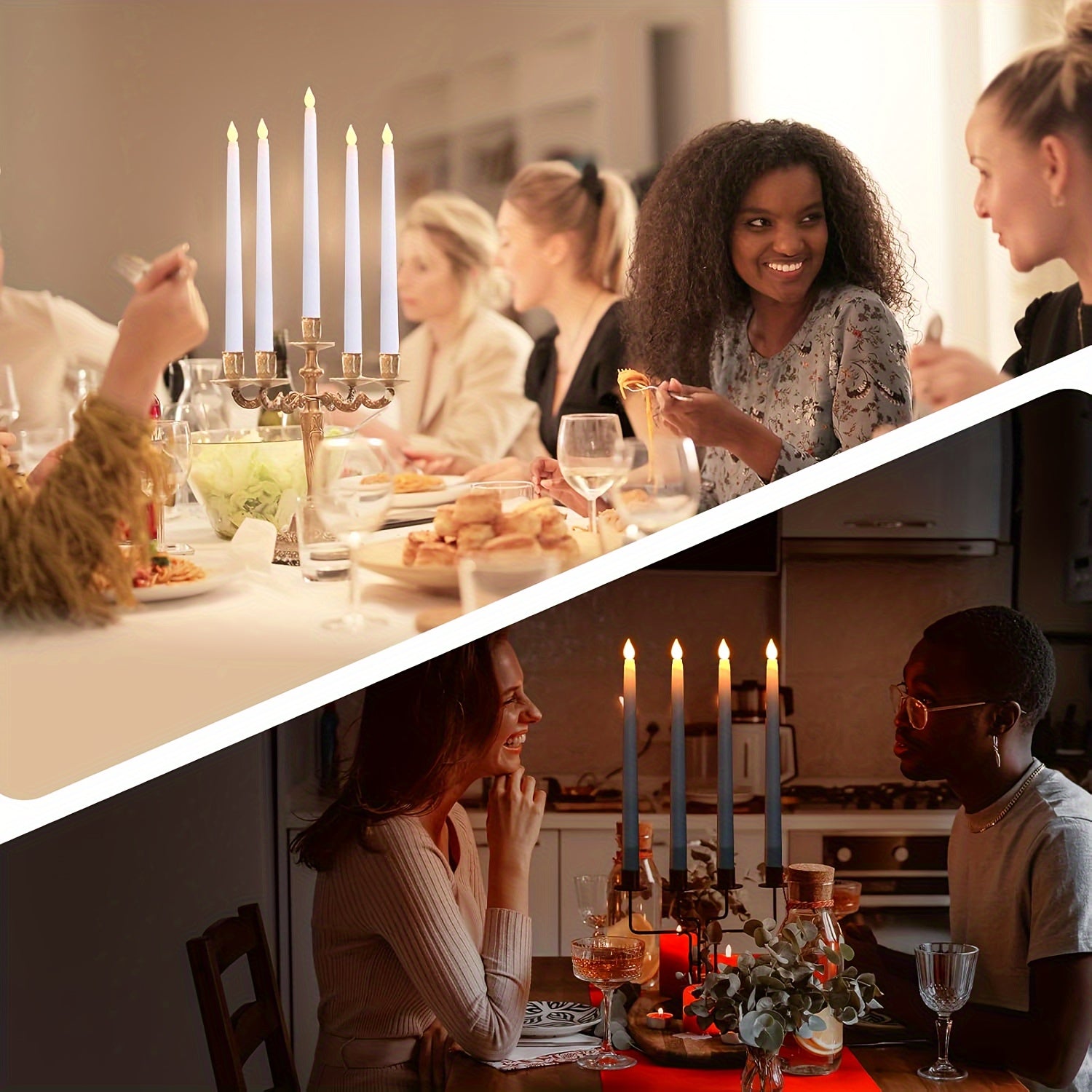 6-Pack Flickering LED Taper Candles Indoor Battery Operated Plastic Jars