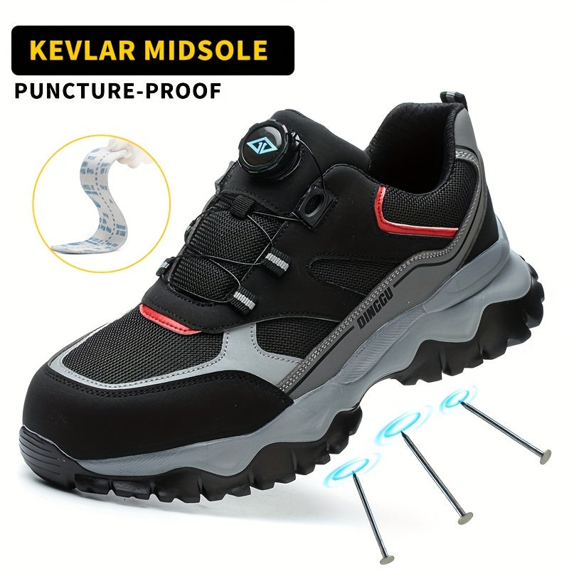 Men's Work Shoes Steel Toe Puncture Resistant Anti-Slip Fabric Safety Shoes