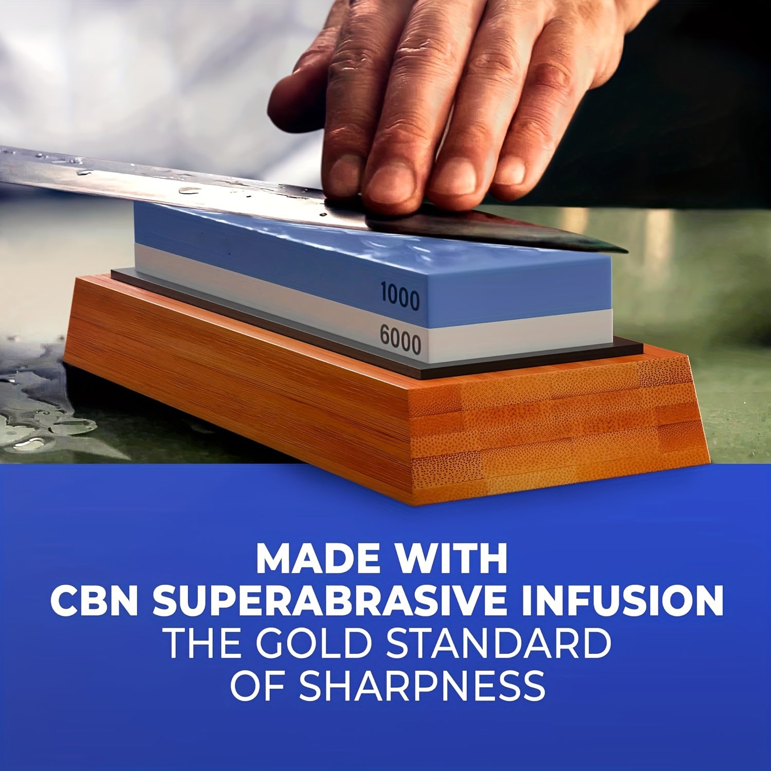 Butaq bilan ikkita Grit Non-Slip Pichoqni silliqlash matosi va bambuk asos va klip