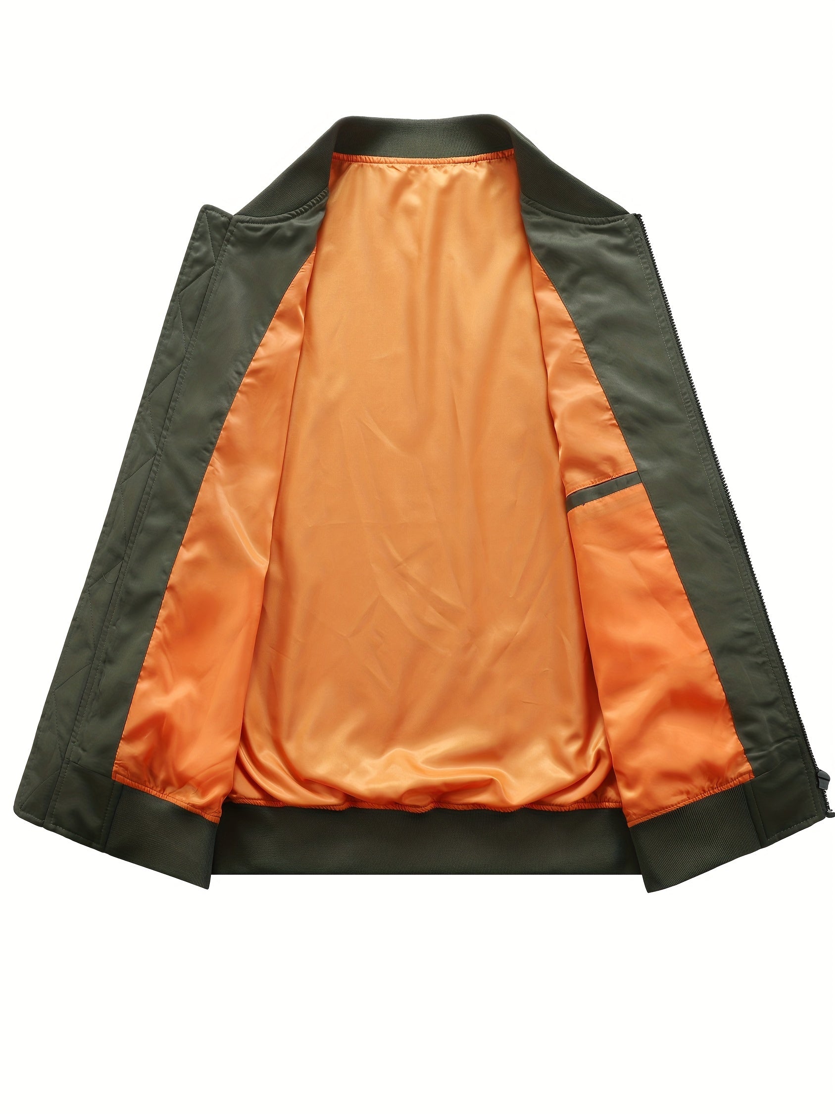 Erkaklar uchun plussiz shamol o'tkazmaydigan kurtka, zip yopilishi va beysbol yelkasiga ega