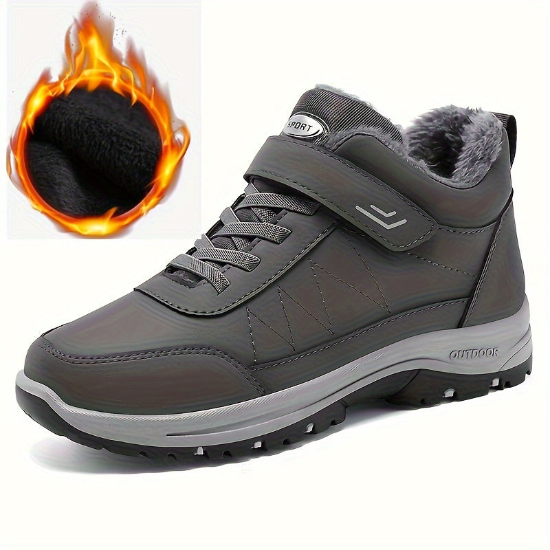 Men's Short Winter Snow Boots Rubber Sole Fabric Upper Casual Hiking Solid Color