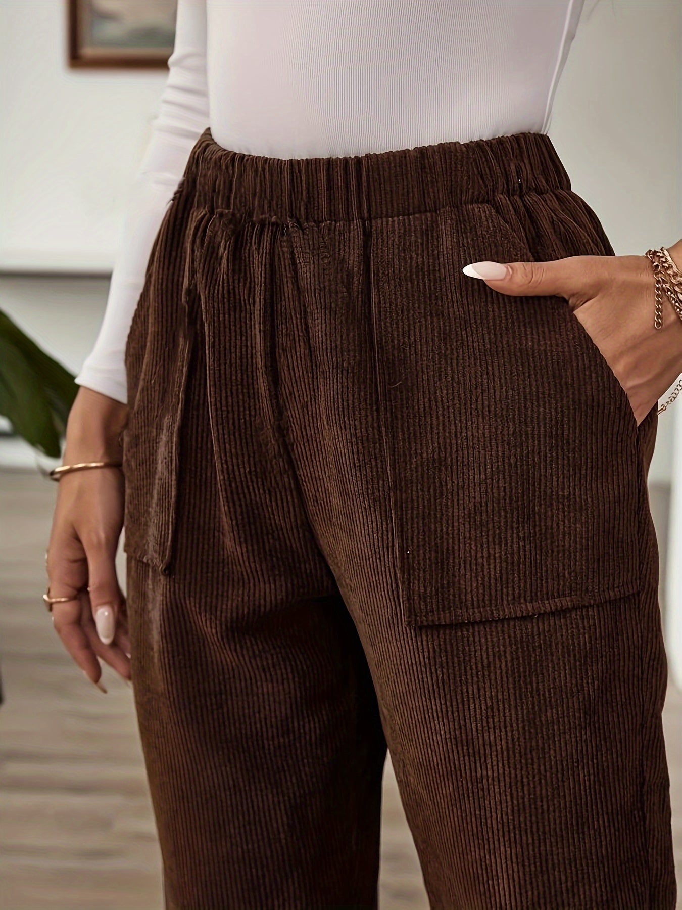 Women's Plus Size Warm Extended Pants Autumn Winter Thigh-High