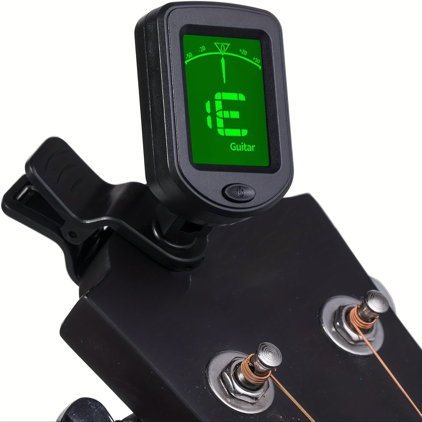 Clip-On Guitar Tuner with 360-Degree Display Black Battery Powered