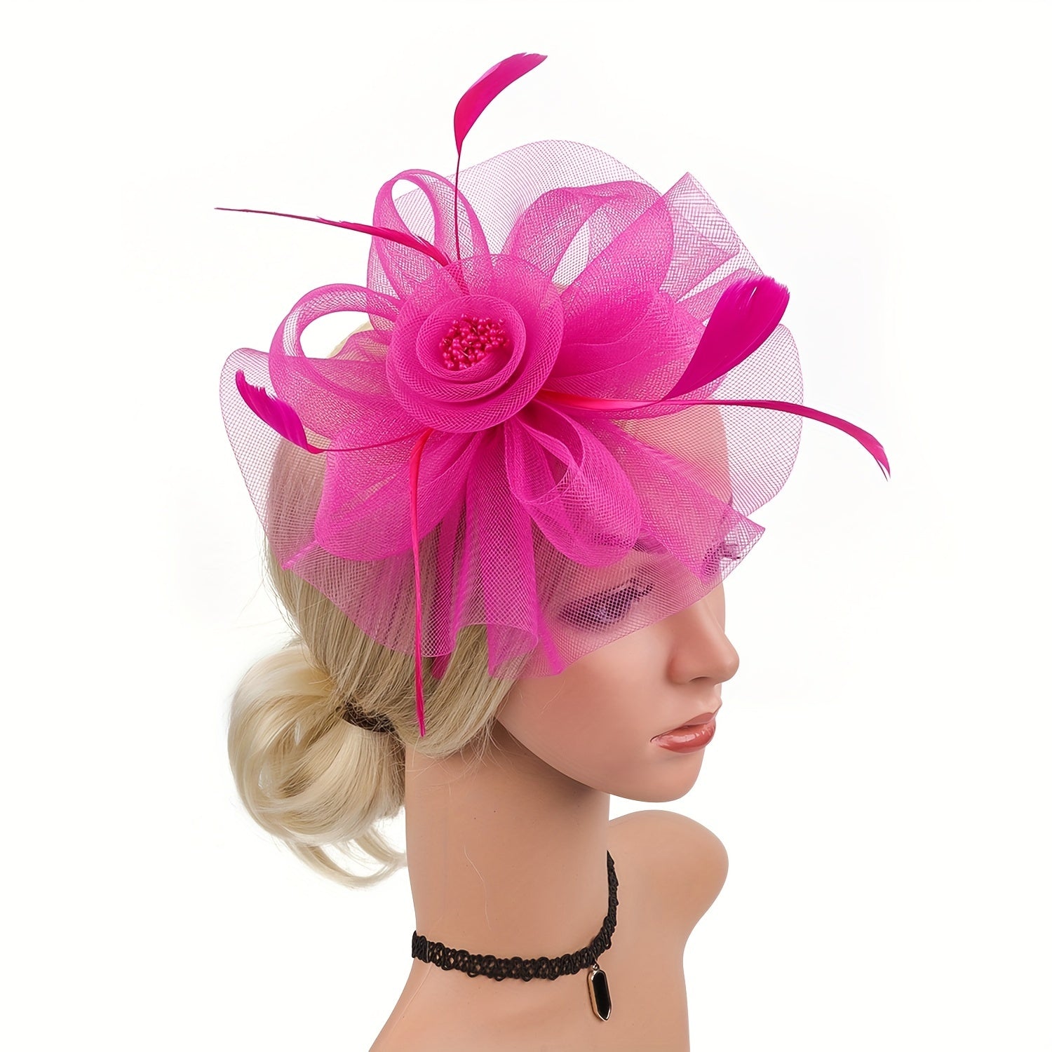 Faux Feather Flower Headband for Women Wedding Tea Party Fascinator Accessory