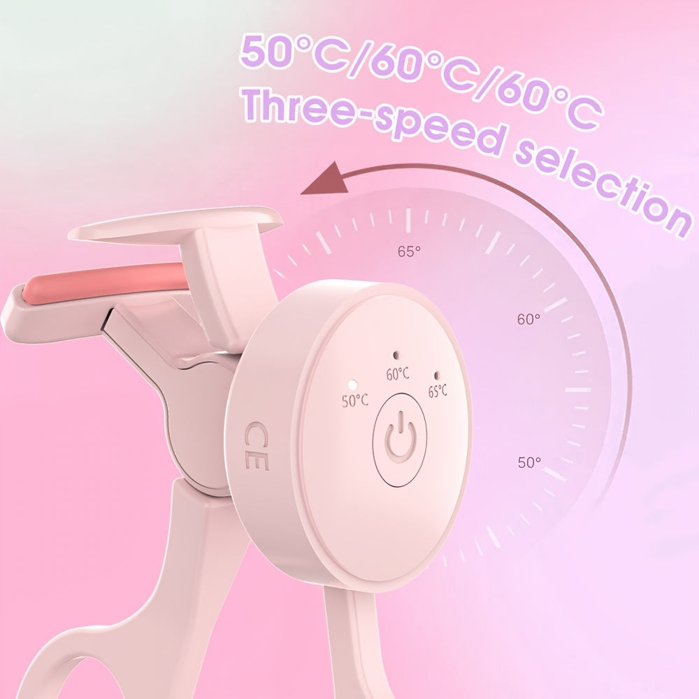 Rechargeable Heated Eyelash Curler with 3-Speed Temperature Control Pink