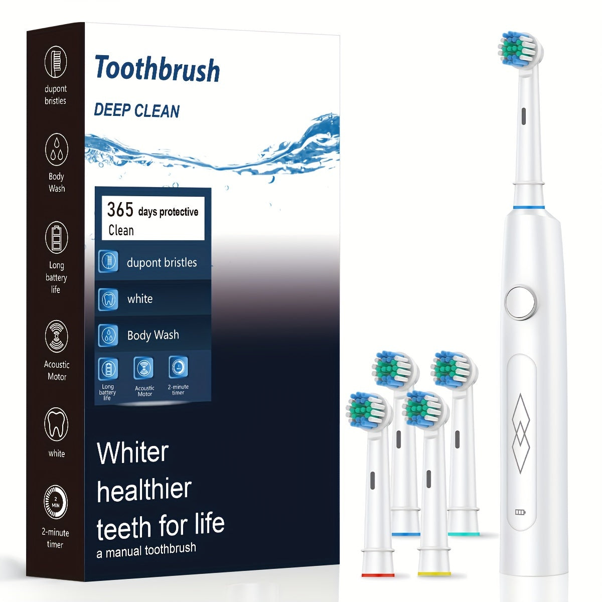 Black Sonic Electric Toothbrush for Adults with USB Rechargeable Battery and 5 Modes