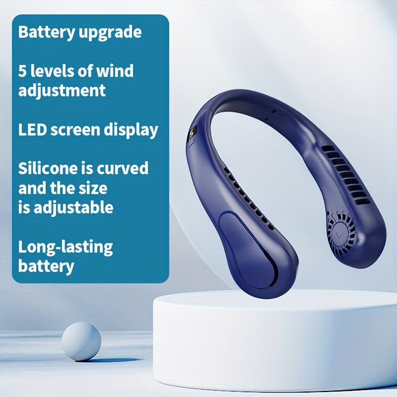 Women's USB Rechargeable Neck Fan with Adjustable Speeds Quiet Fast Cooling