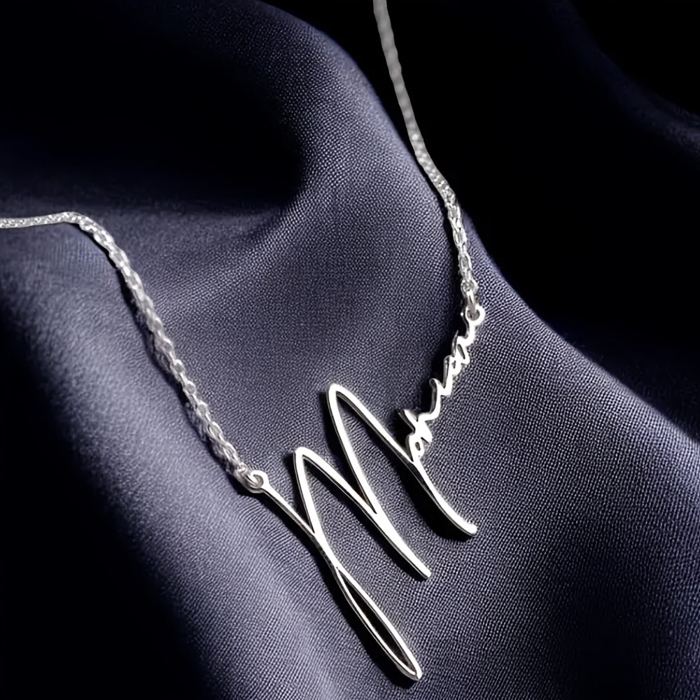 Collar de nombre escrito a mano personalizado en acero inoxidable, joyería boho para ocasiones especiales