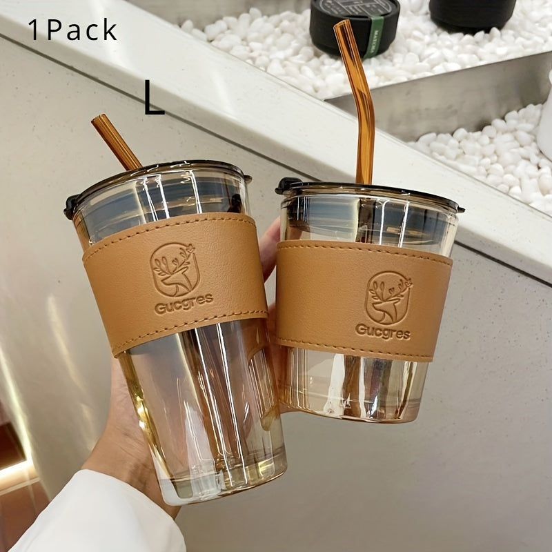 Glass Mug with Bamboo-Inspired Design, Large Capacity, Suitable for Coffee and Milk Tea