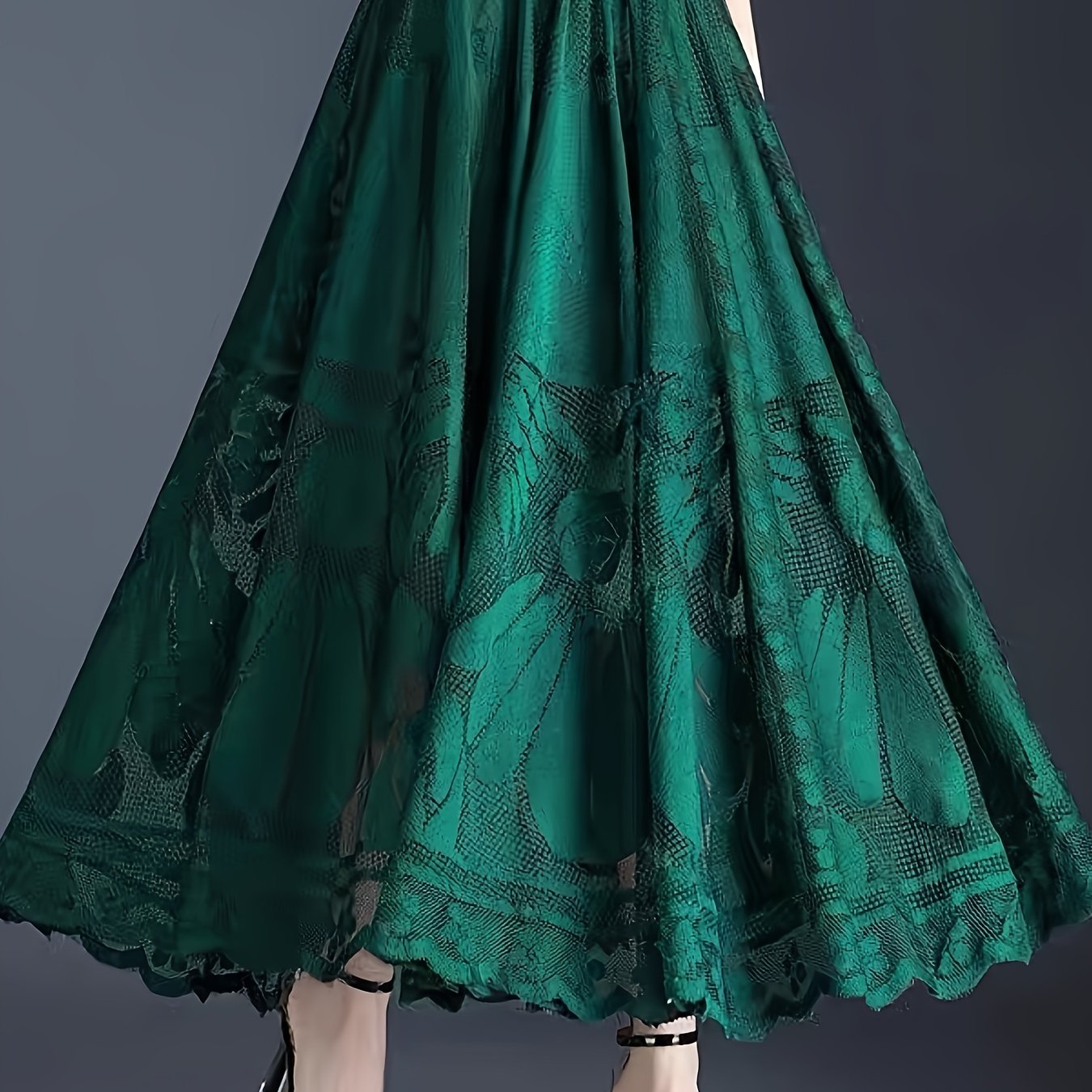 Ручная стирка, цветочное кружевное платье А-силуэта с деталями в виде веера и плиссированной миди-юбкой для весны, лета и осени