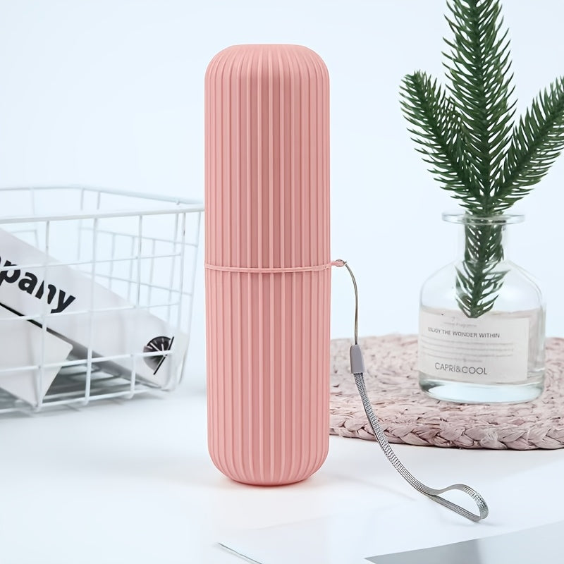 Portable Hypoallergenic Toothbrush Holder with Rinse Cup for Travel and Bathroom Use