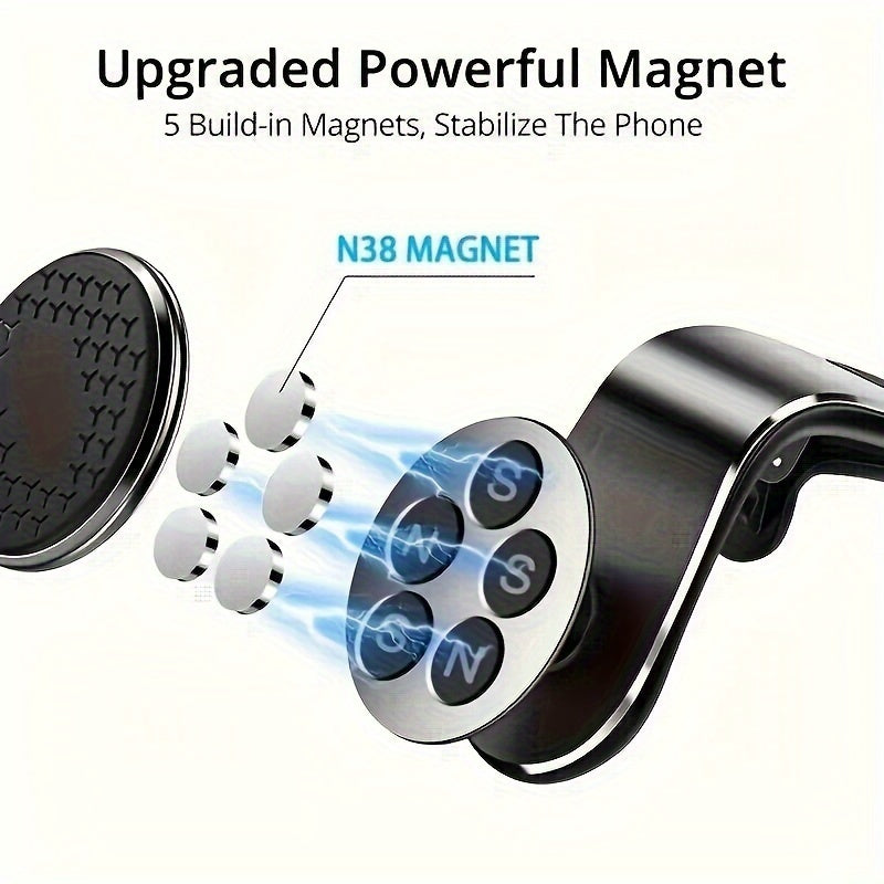 Soporte universal para teléfono de coche con imán, rotación de 360° y agarre en la rejilla de ventilación