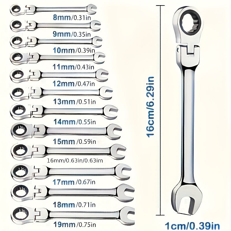 10mm Multi-Functional Dual-Purpose Ratchet Tool with Adjustable Head Chrome Vanadium Steel